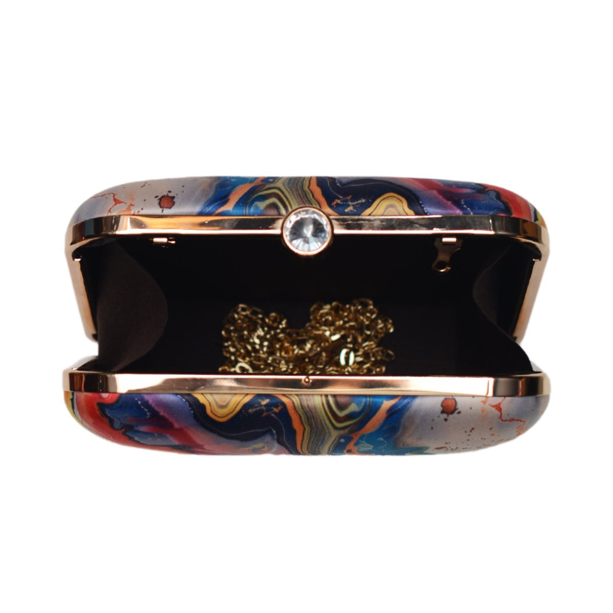 Multicolor Flow Art Printed Clutch