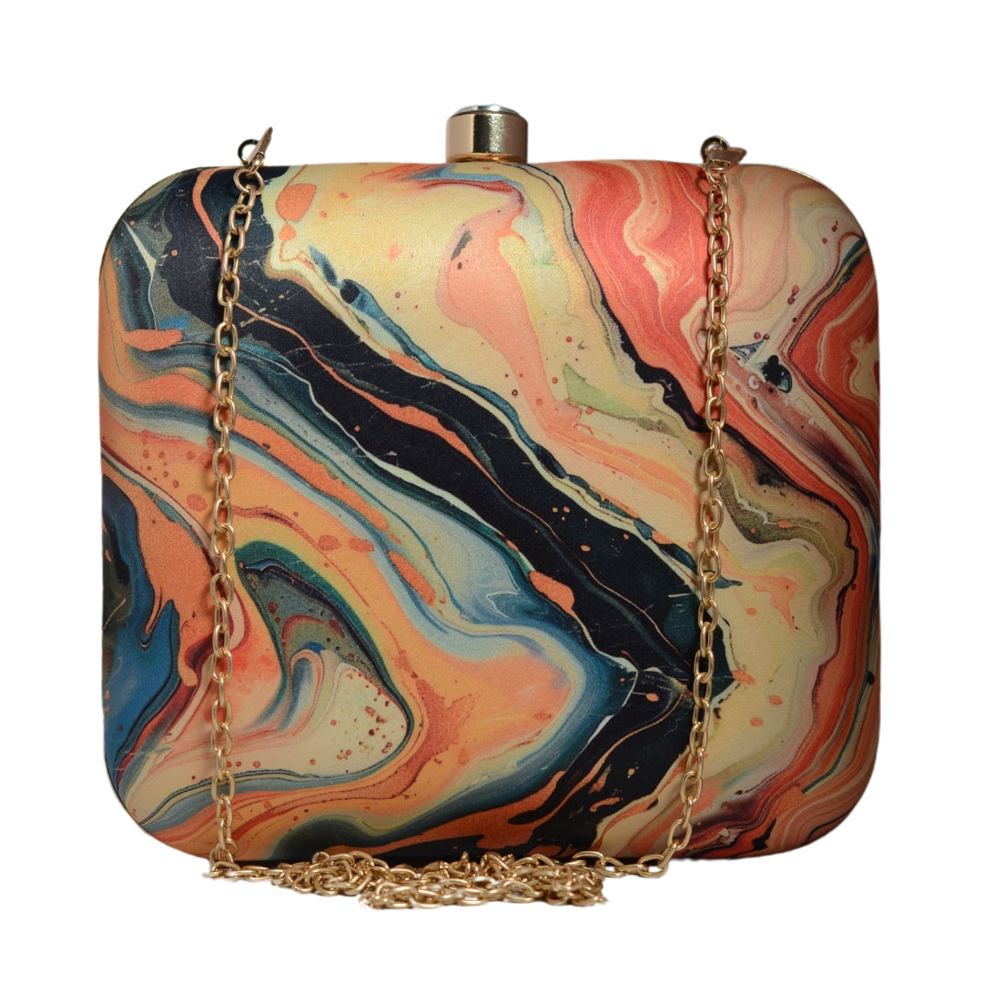 Flow Art Printed Clutch