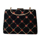 Black Check Pattern Embroidery Clutch