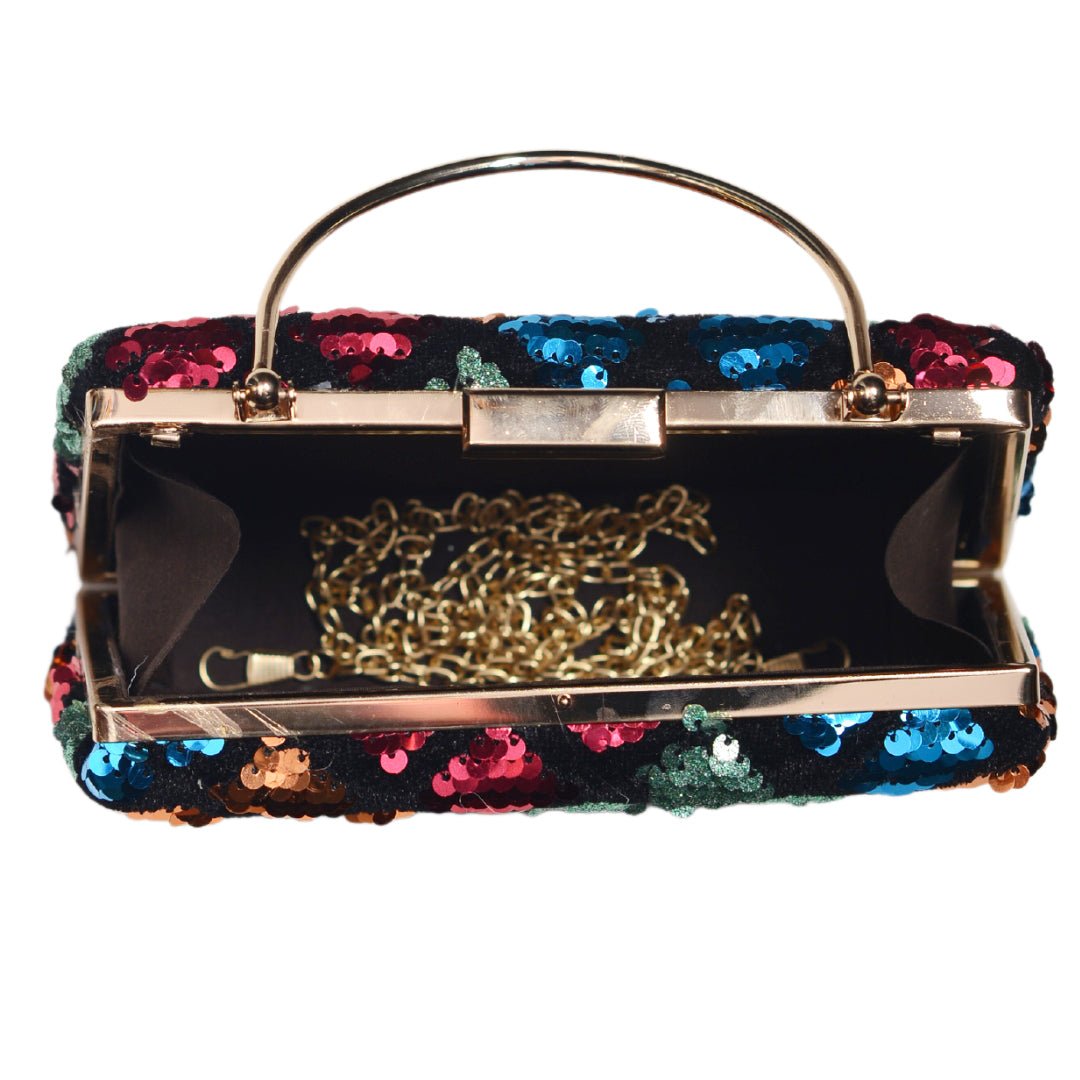 Multicolor Sequins Embroidery Clutch