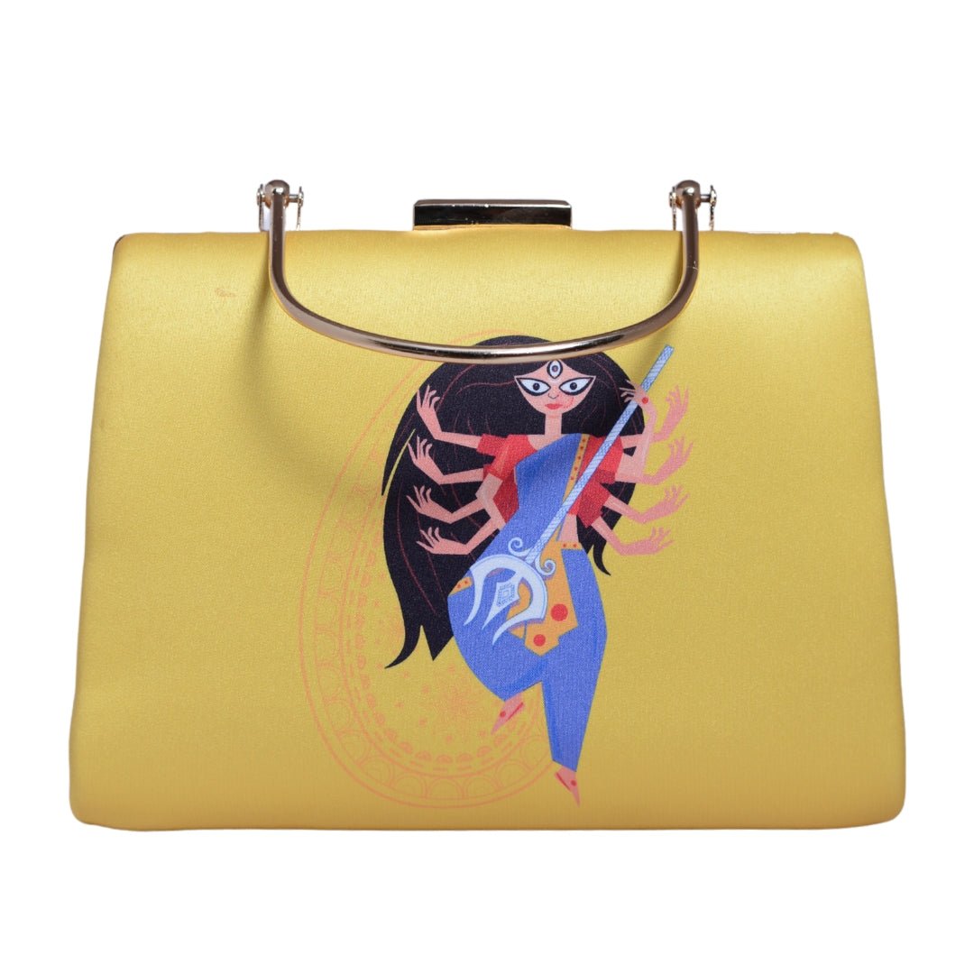 Yellow Durga  Printed Clutch