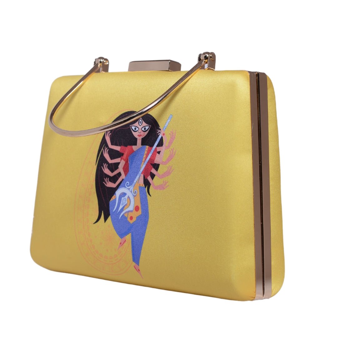 Yellow Durga  Printed Clutch