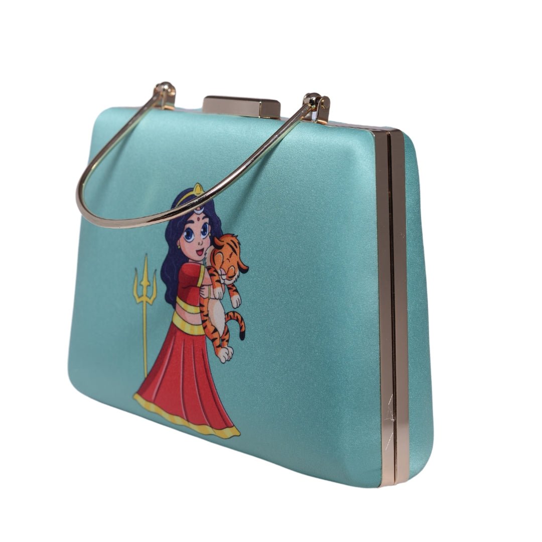 Blue Durga Printed Clutch