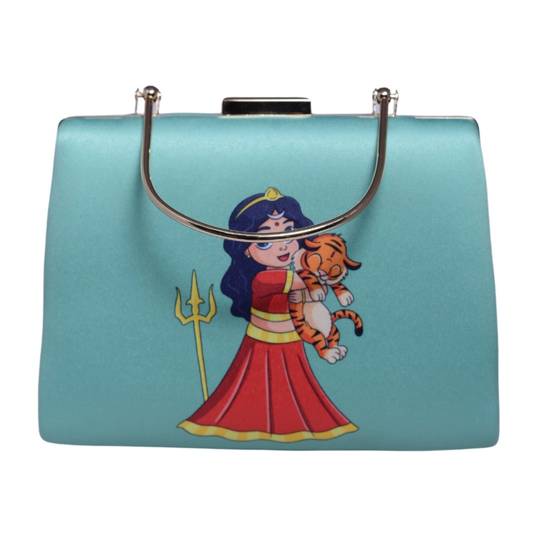 Blue Durga Printed Clutch
