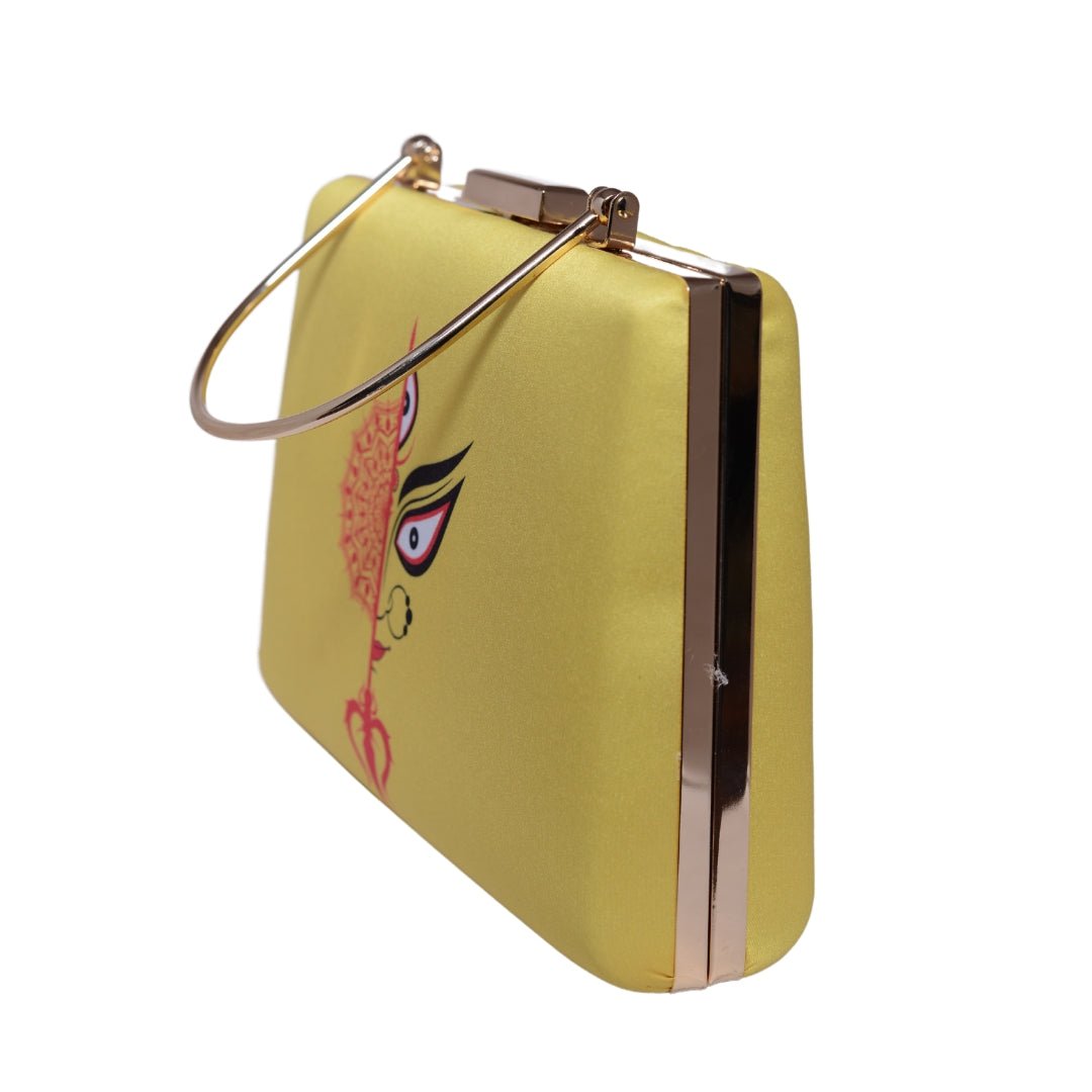 Yellow Durga Printed  Clutch