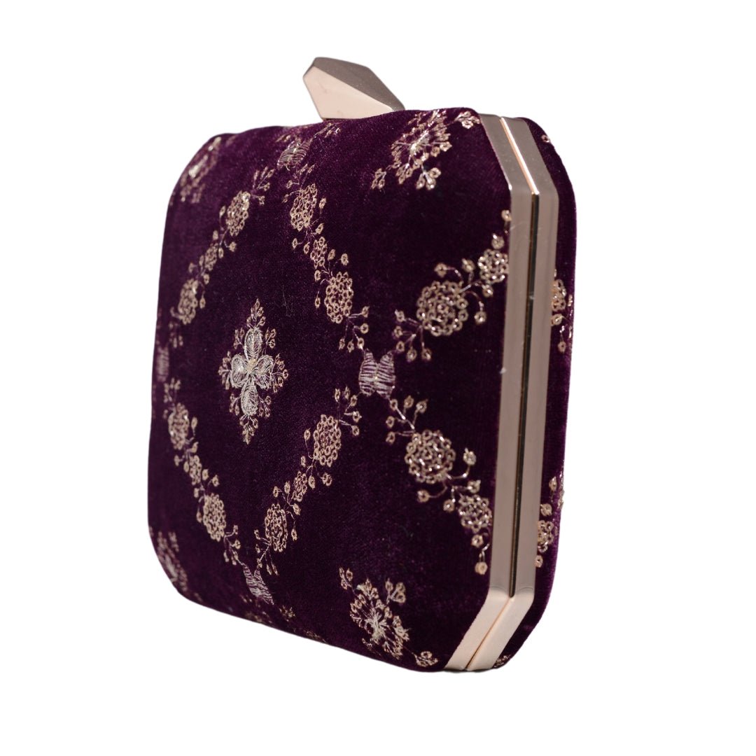 Wine Sequins Embroidery Party Clutch