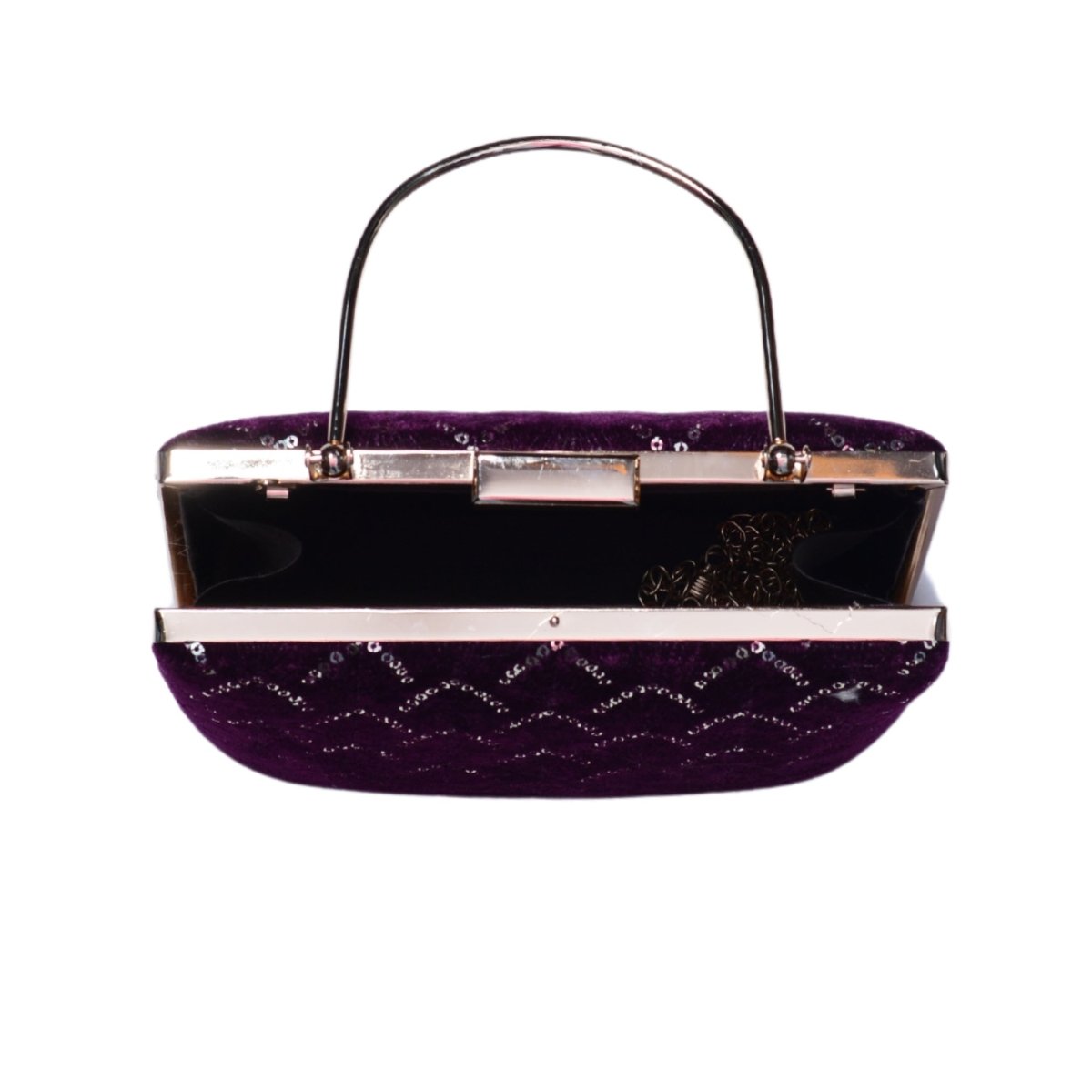 Purple Sequins Embroidery Party Clutch