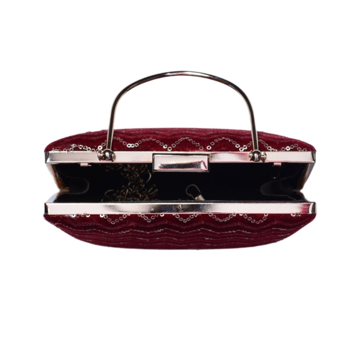 Red Zigzag Pattern Embroidery Party Clutch