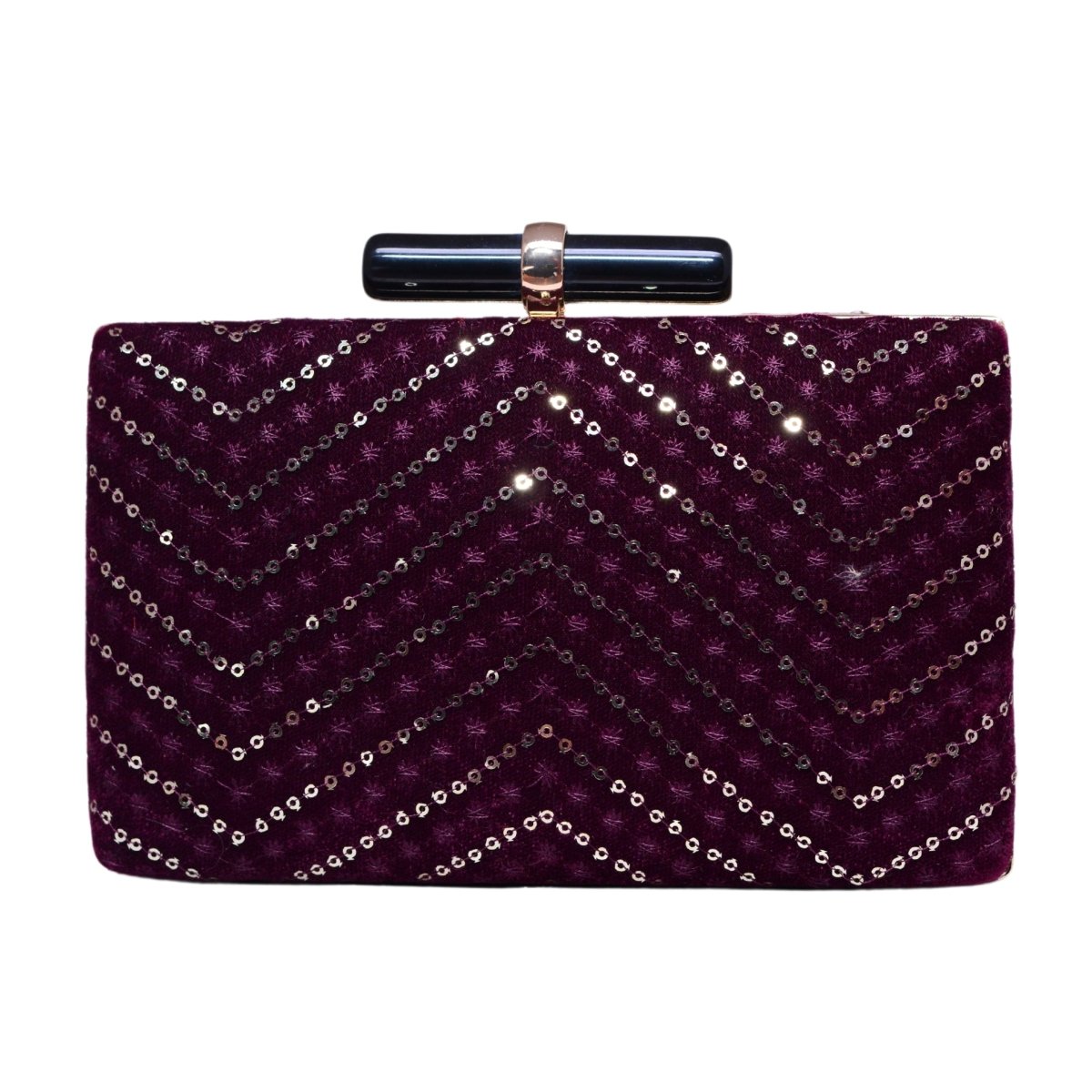 Wine Sequins Embroidery Party Clutch
