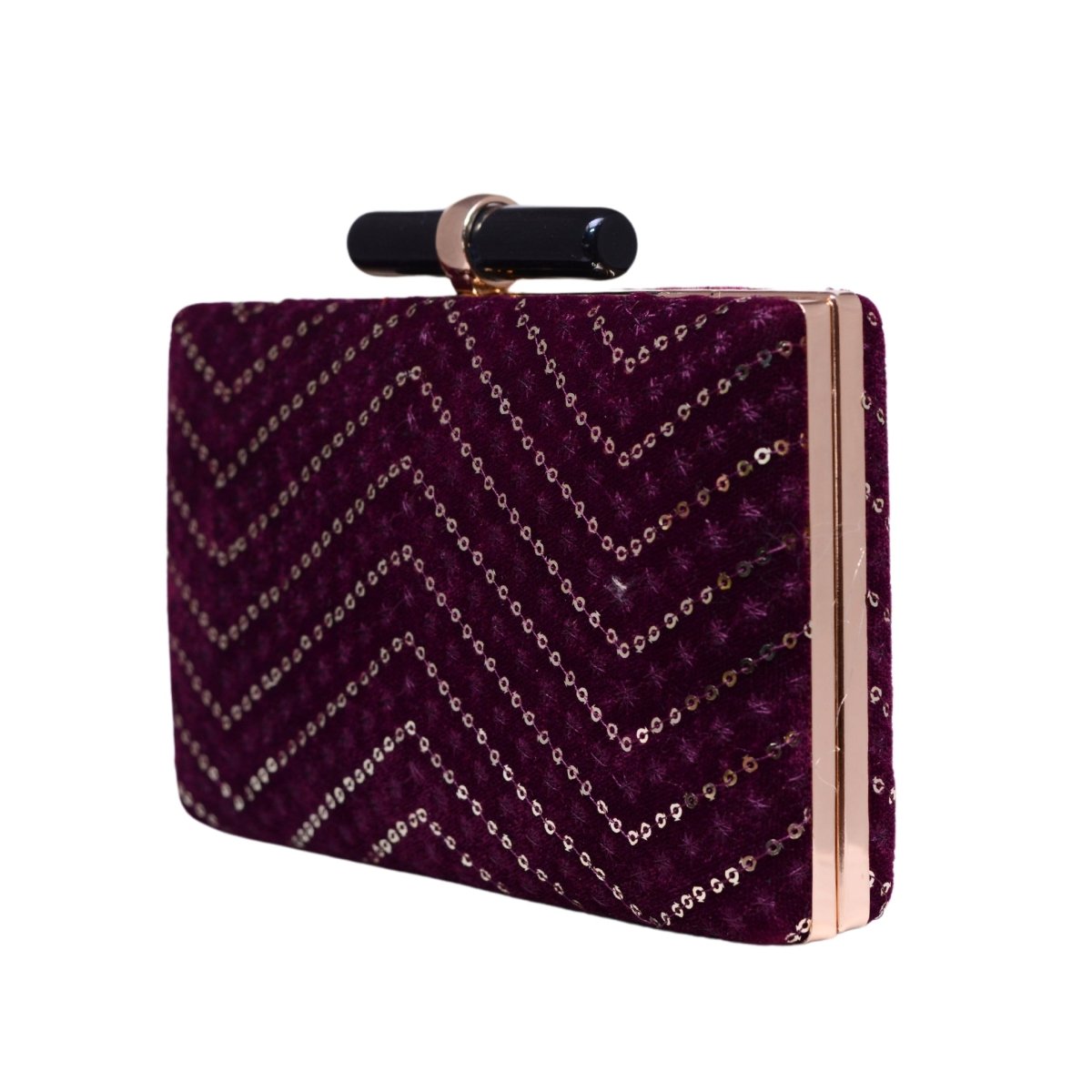 Wine Sequins Embroidery Party Clutch