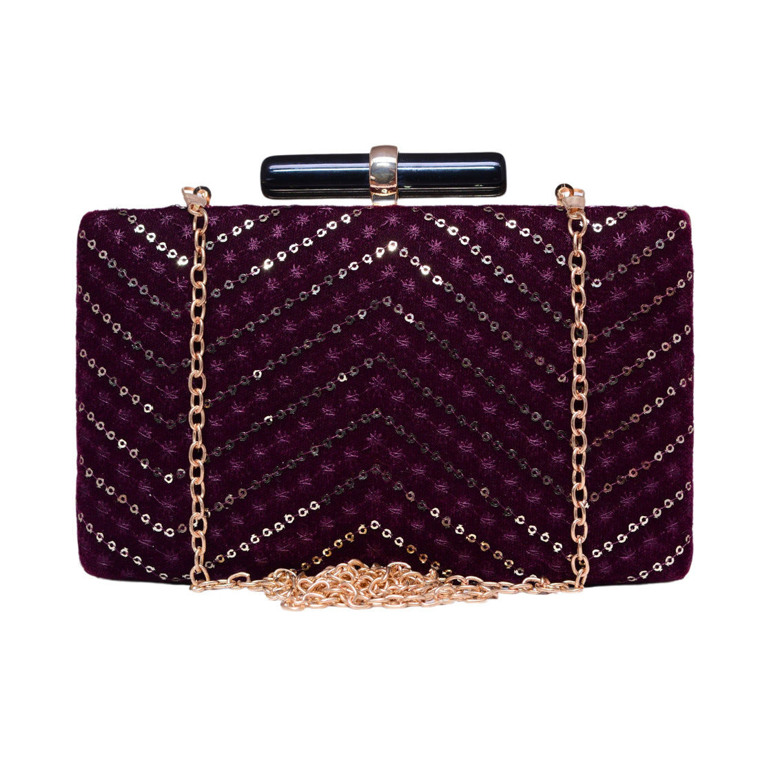 Wine Sequins Embroidery Party Clutch