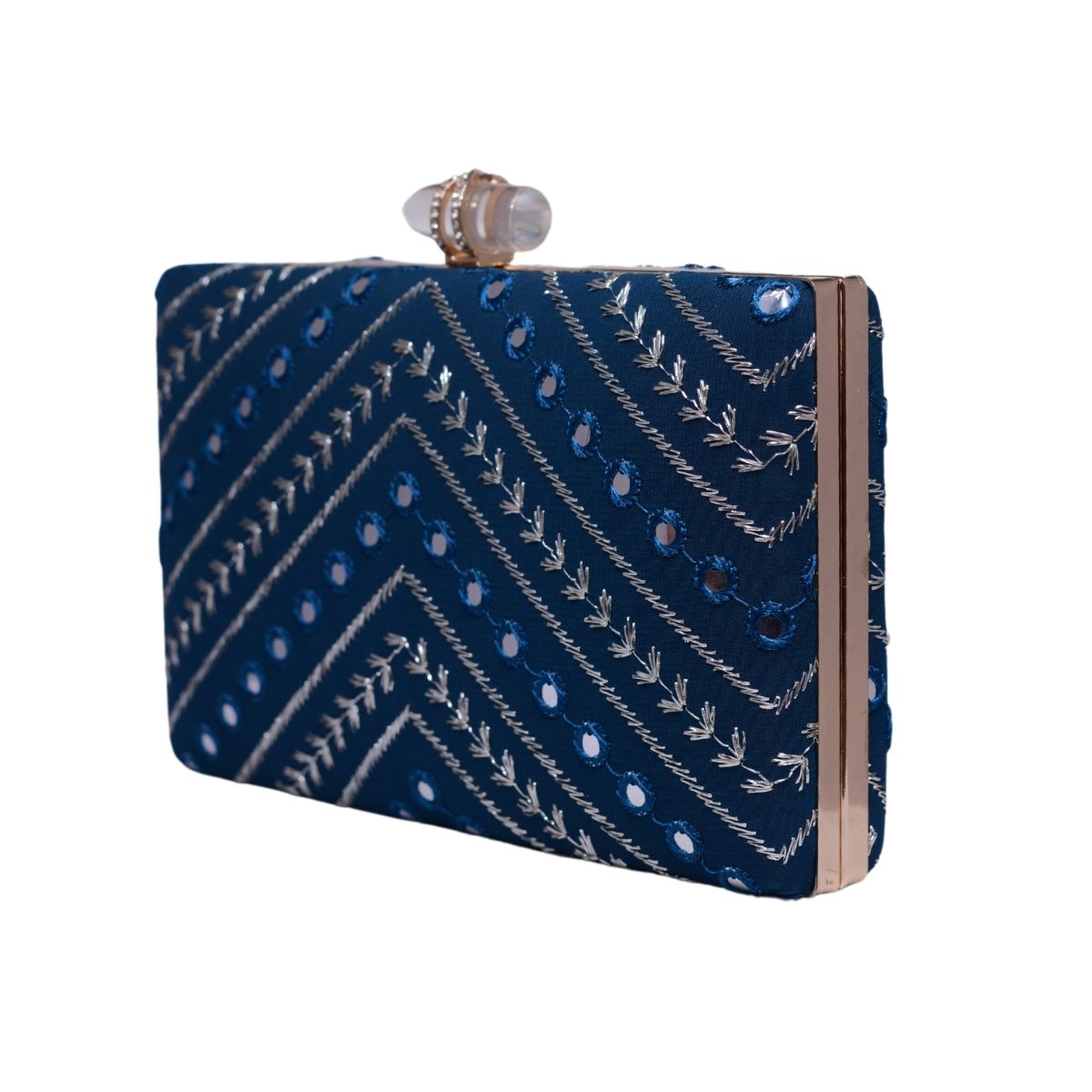 Blue Sequins Embroidery Party Clutch