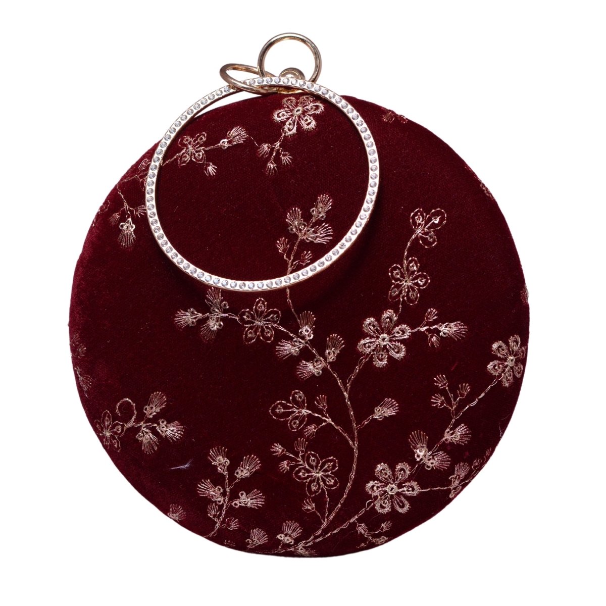 Maroon And Golden Embroidery Party Clutch