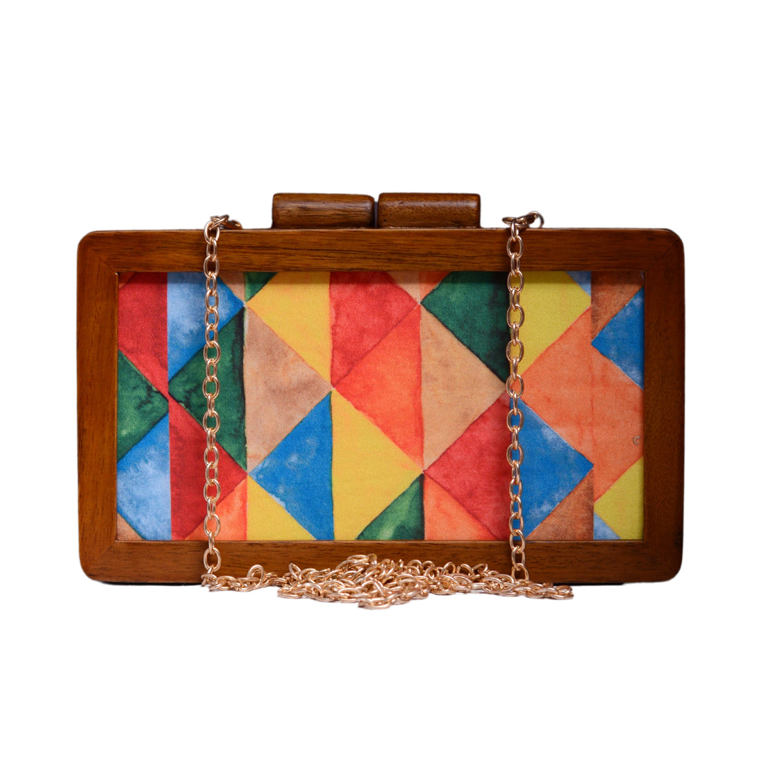 Colourful Wooden Printed Clutch