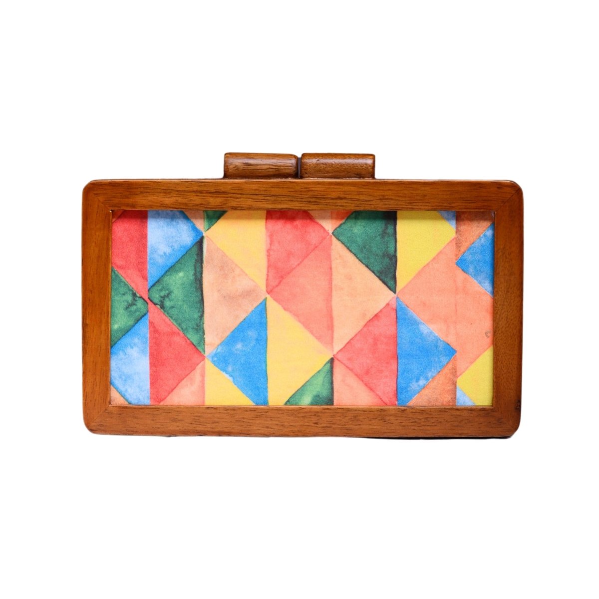 Colourful Wooden Printed Clutch