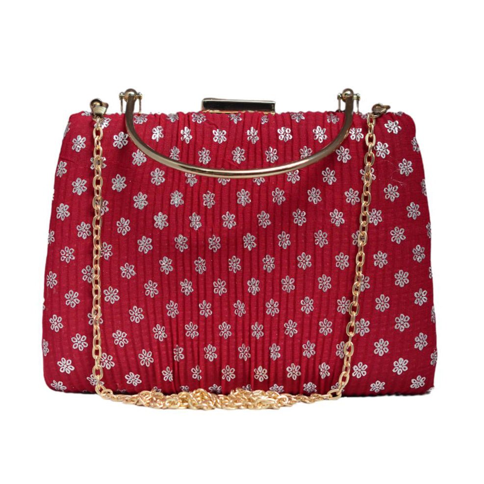 Artklim Red Floral Printed Clutch