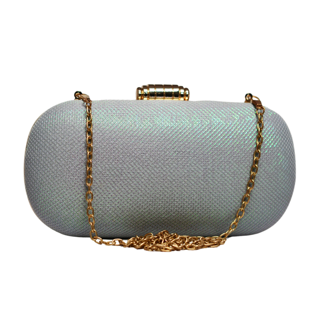 Grey Shimmery Fabric Clutch