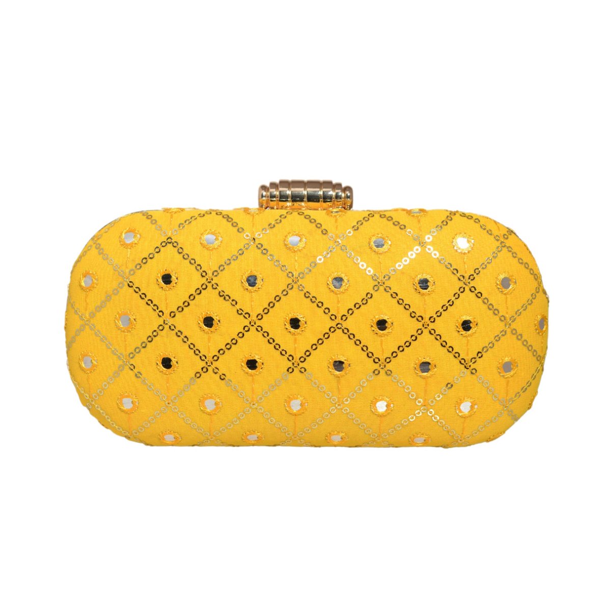 Yellow Sequins Checks Capsule Clutch