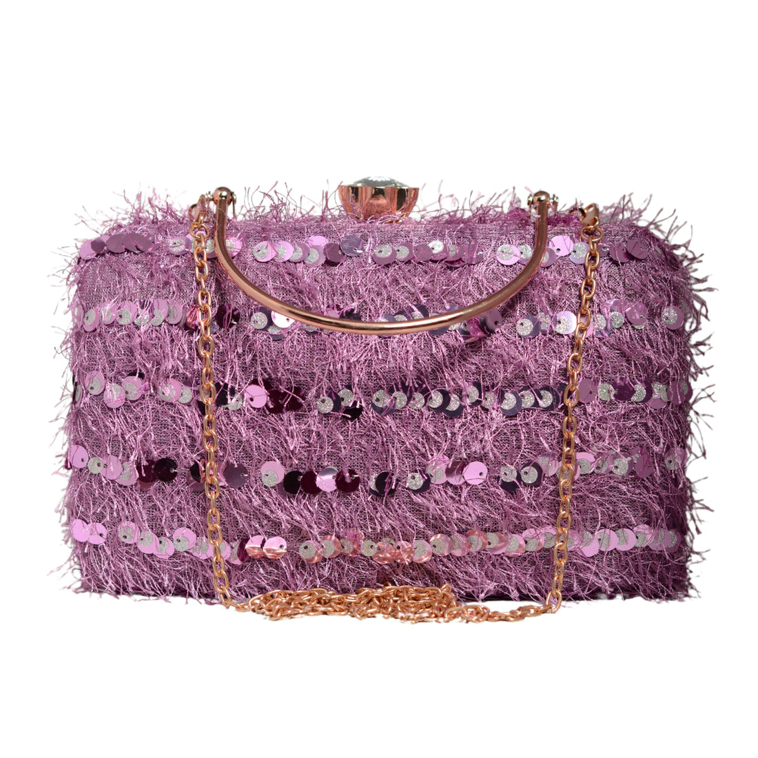 Lavender Sequins Fabric Party Clutch