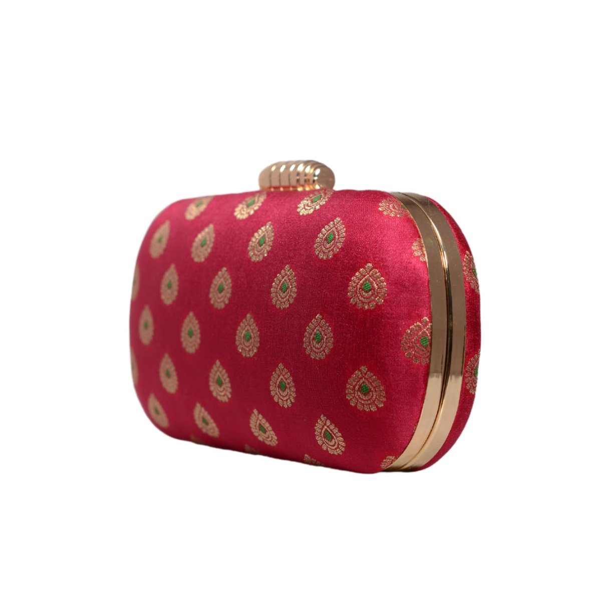 Pink Brocade Fabric Party Clutch
