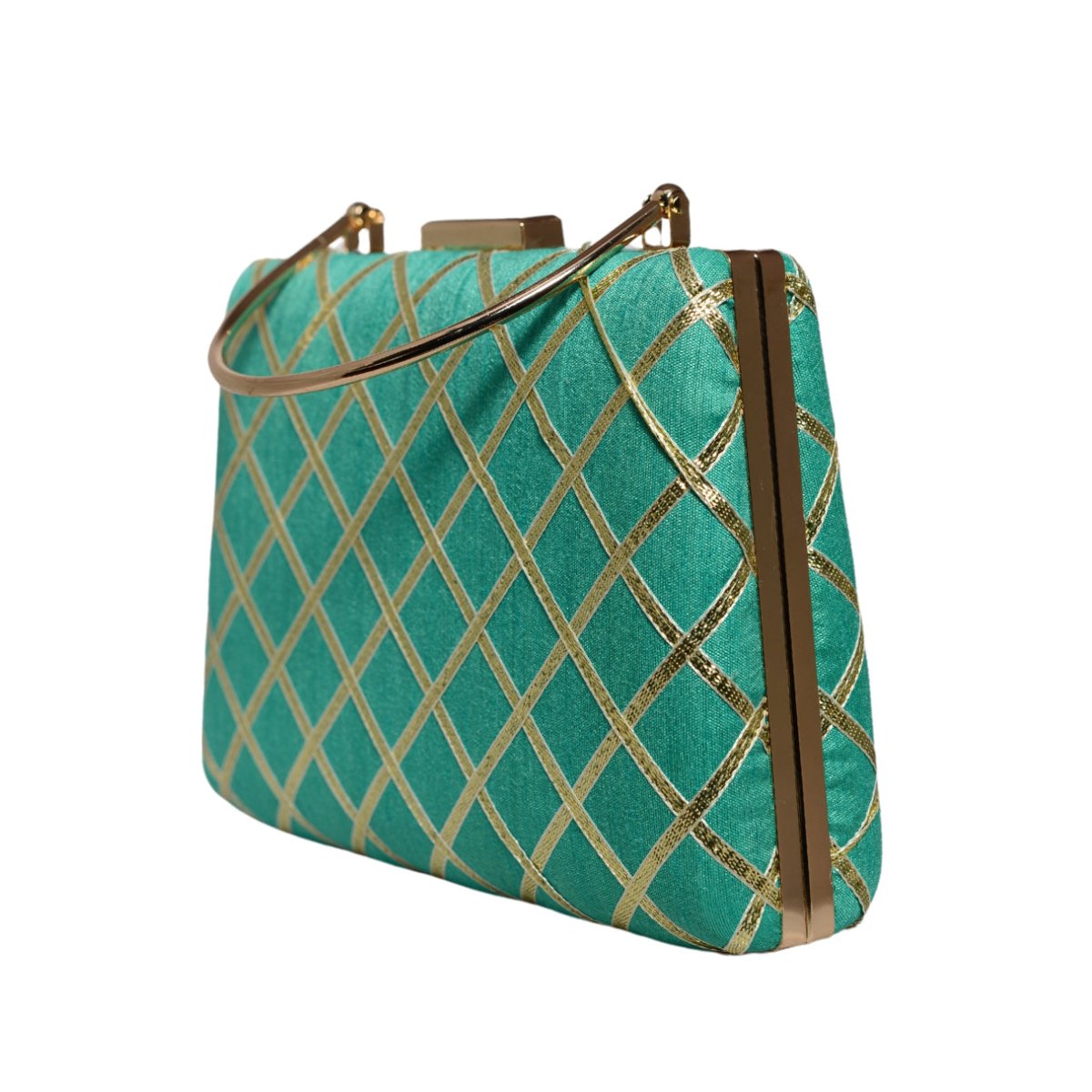 Turquoise Gota Patti Fabric Clutch