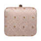 Baby Pink Box Pattern Sequins Embroidery Clutch