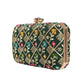 Green Sequins Floral Embroidery Party Clutch