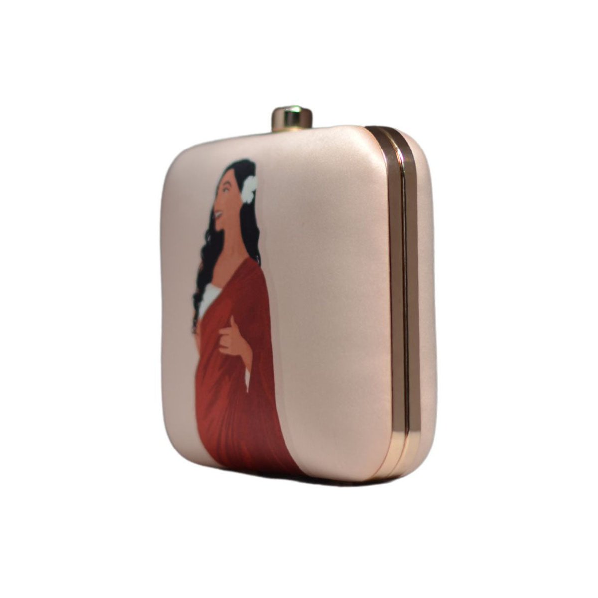 Artklim Red Saree Women Printed Clutch