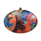 Multicolor Leaves Printed Oval Clutch