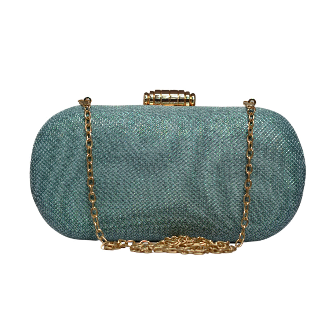 Marine Green Shimmery Fabric Clutch