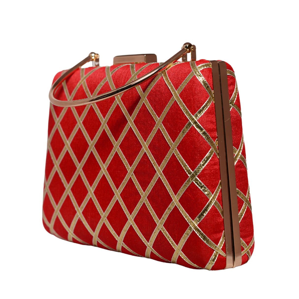 Bright Red Gota Patti Fabric Clutch