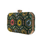 Green Rectangle Sequins Embroidery Clutch