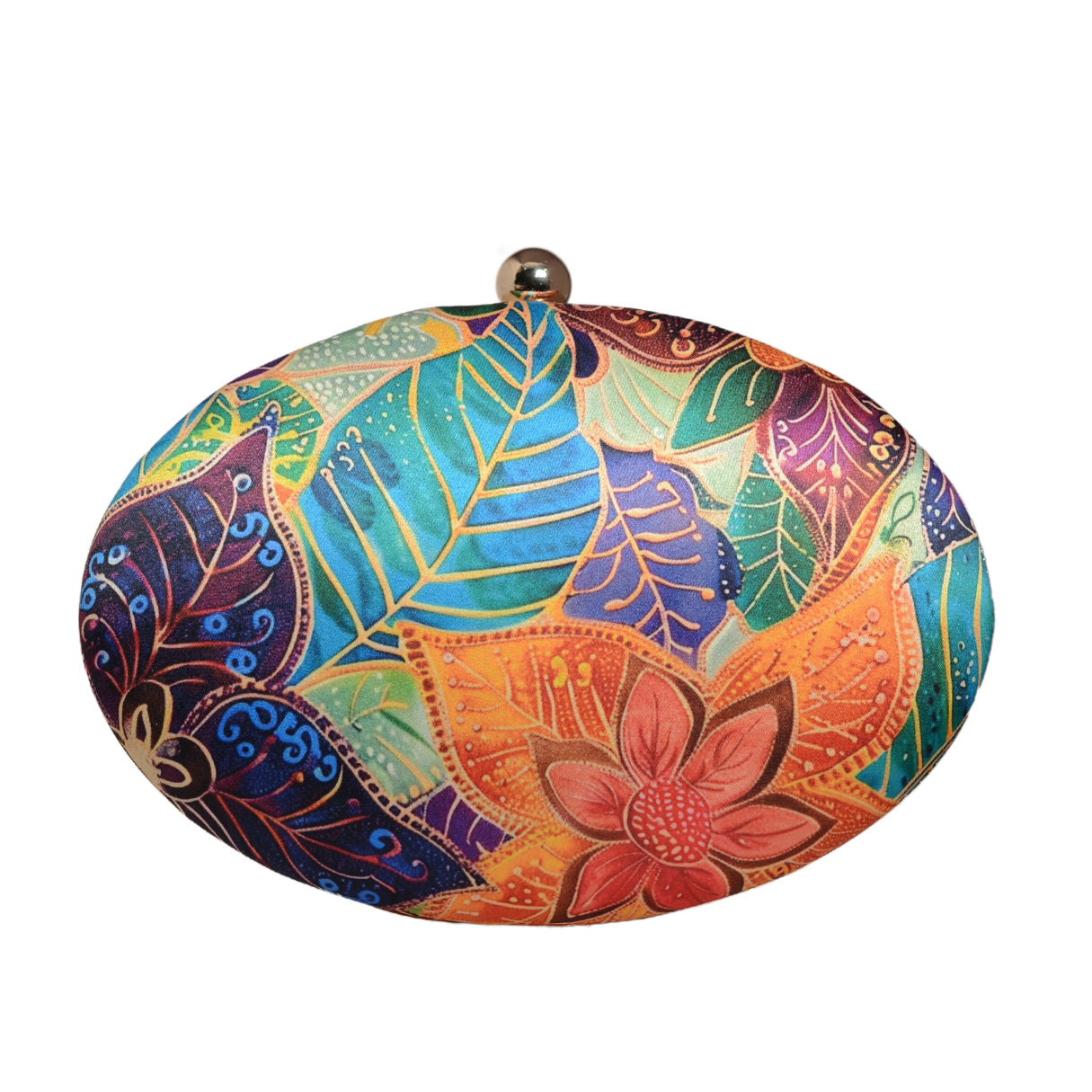 Multicolor Batik Floral Print Oval Clutch