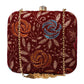 Maroon Floral Embroidery Party Clutch