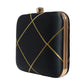 Black And Golden Checks Embroidery Clutch