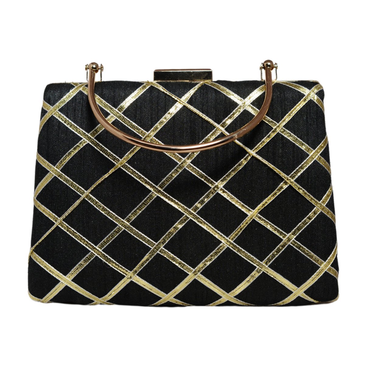 Black Gota Patti Fabric Clutch