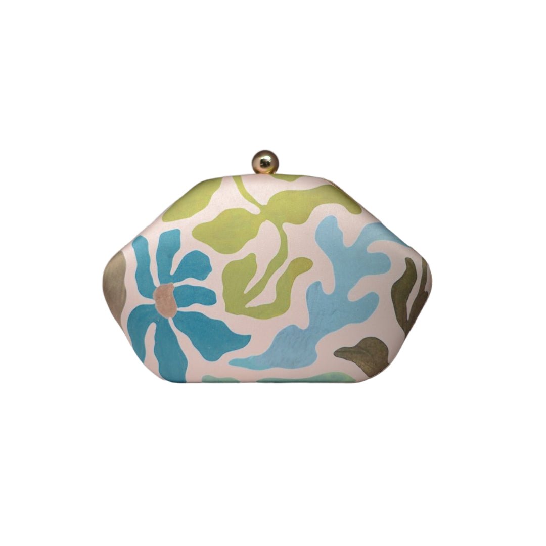 Artklim White Pastel Floral Printed Clutch