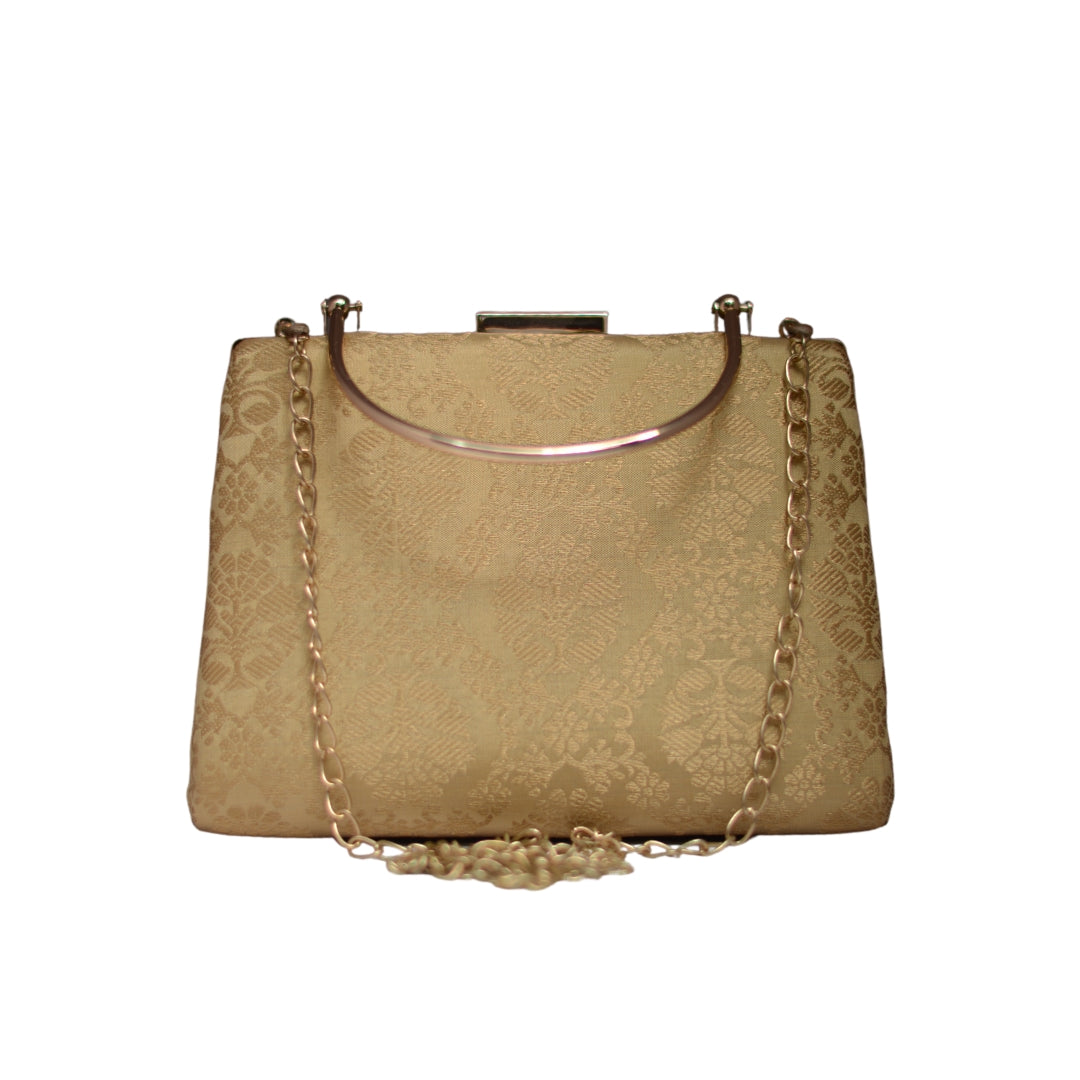 Artklim Golden Silk Brocade Party Clutch