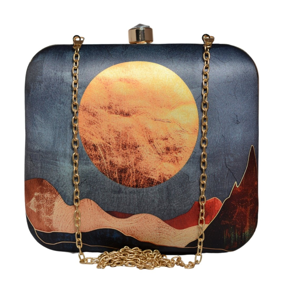 Sunset In Desert Printed Clutch