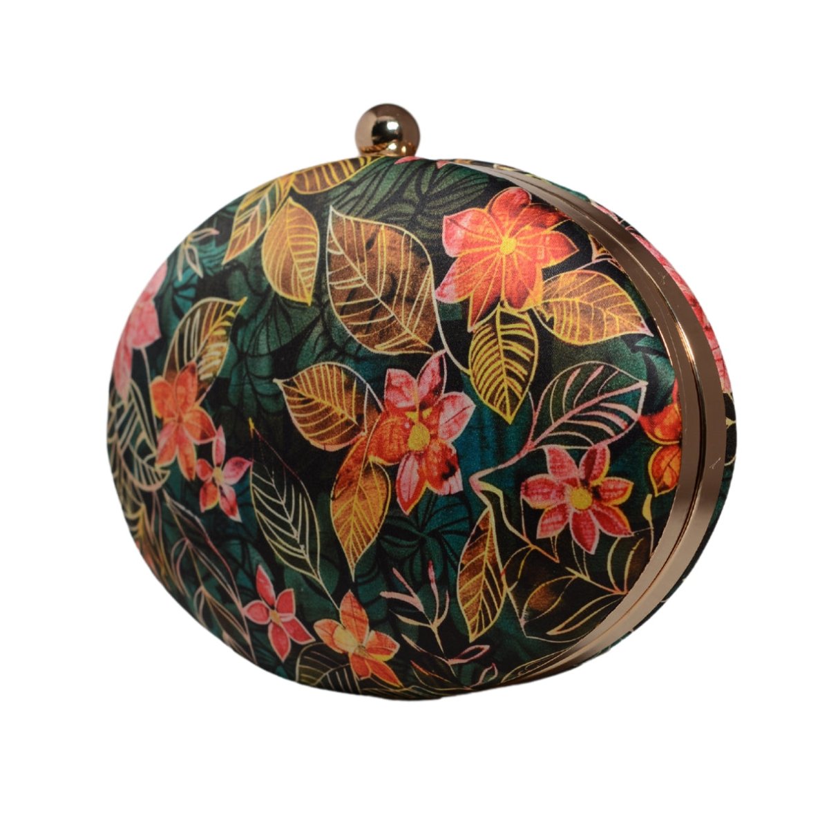 Pink Batik Floral Print Oval Clutch
