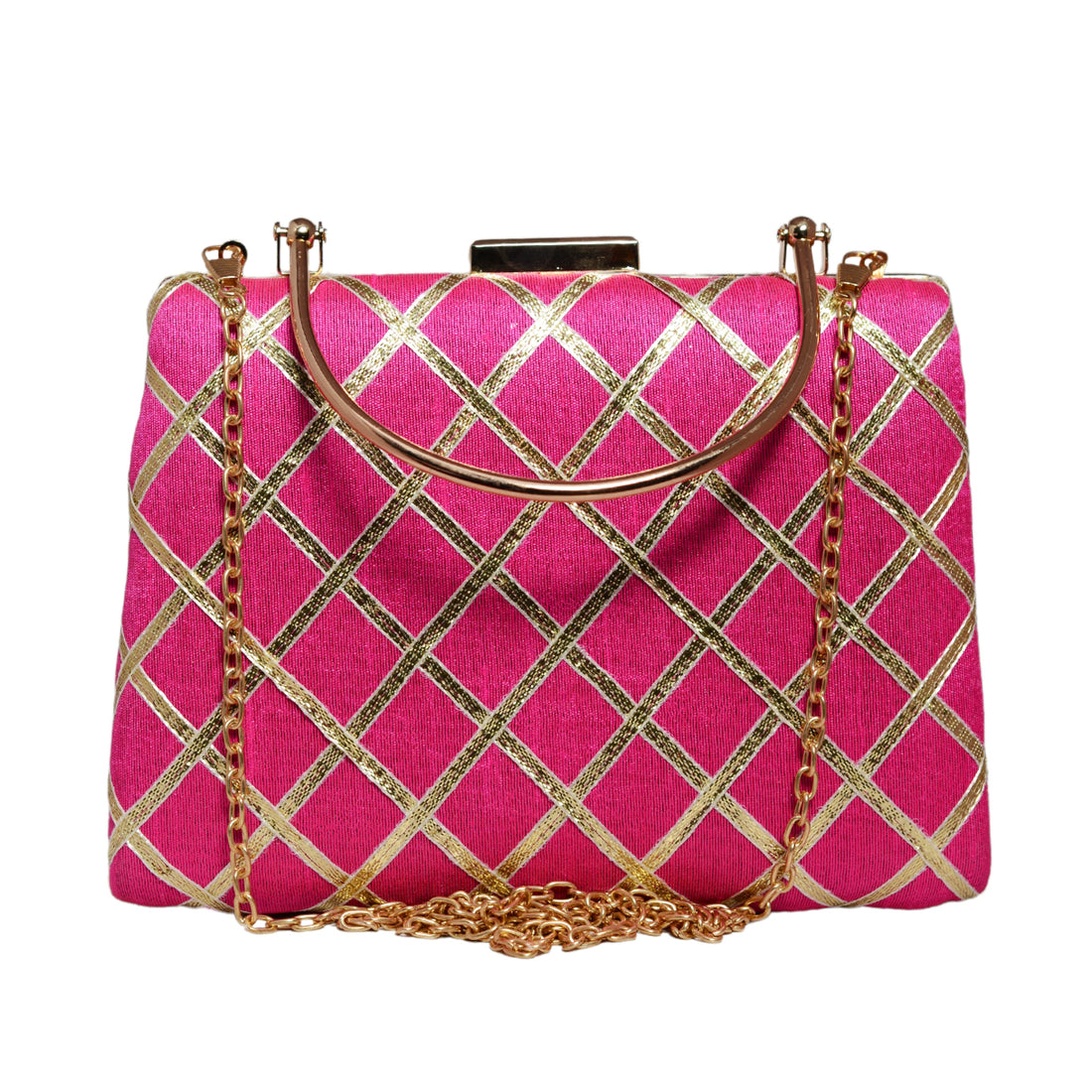 Magenta Pink Gota Patti Fabric Clutch