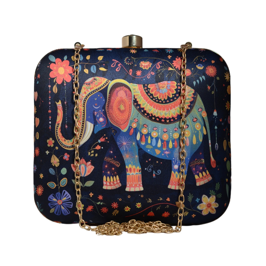 Multicolor Elephant Printed Clutch