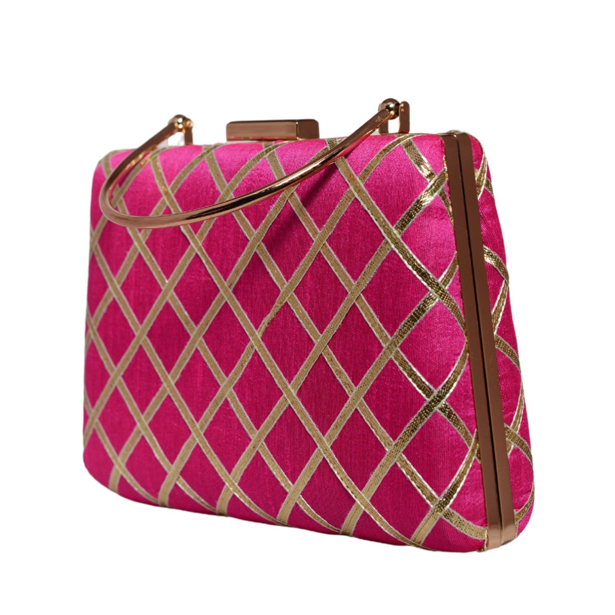 Magenta Pink Gota Patti Fabric Clutch