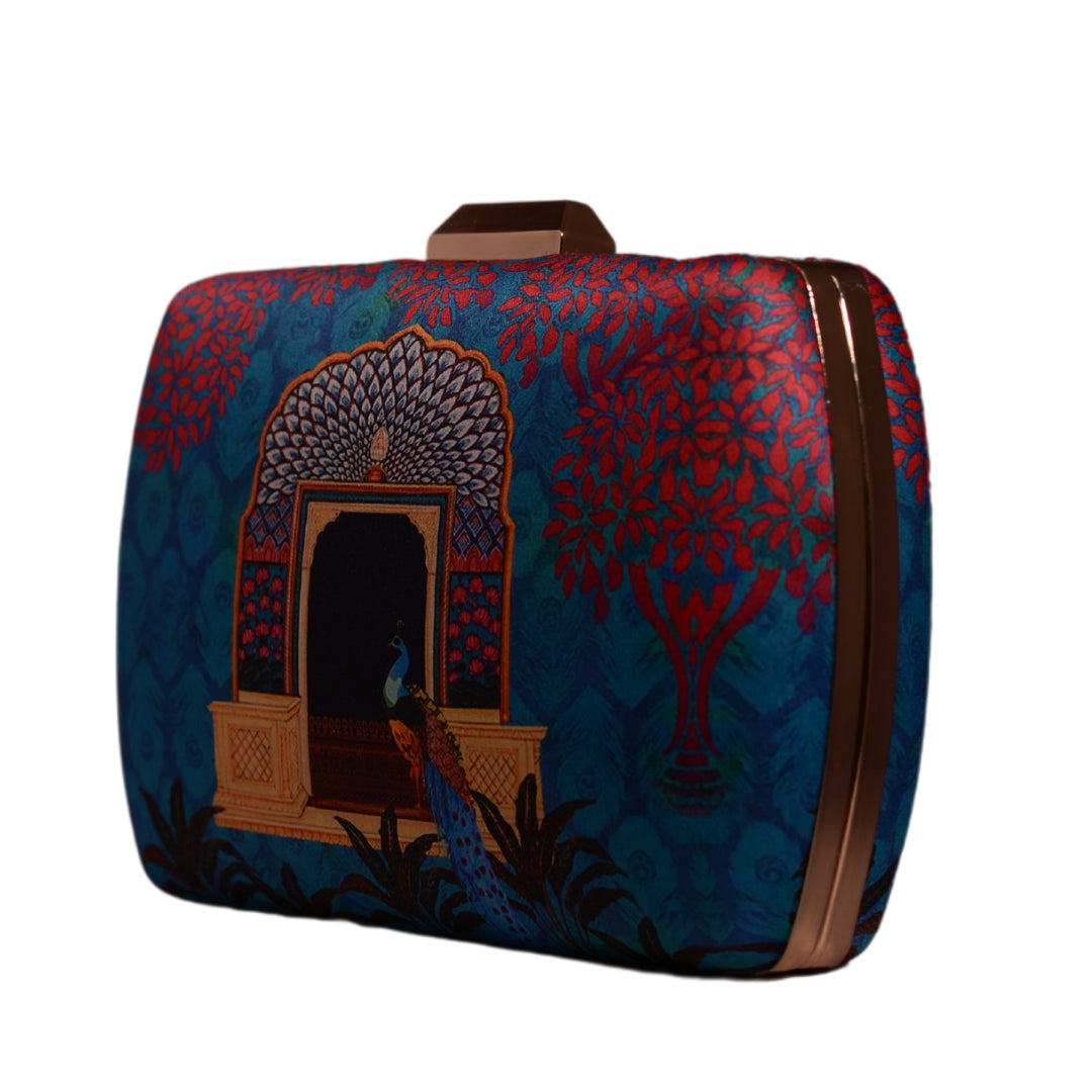 Artklim Peacock Printed Clutch