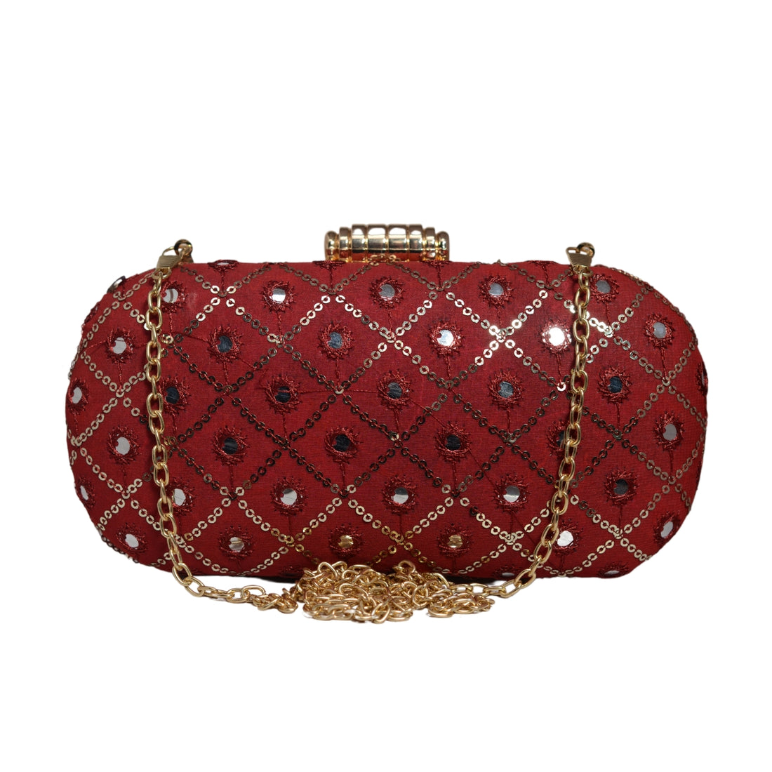 Red Sequins Checks Capsule Clutch