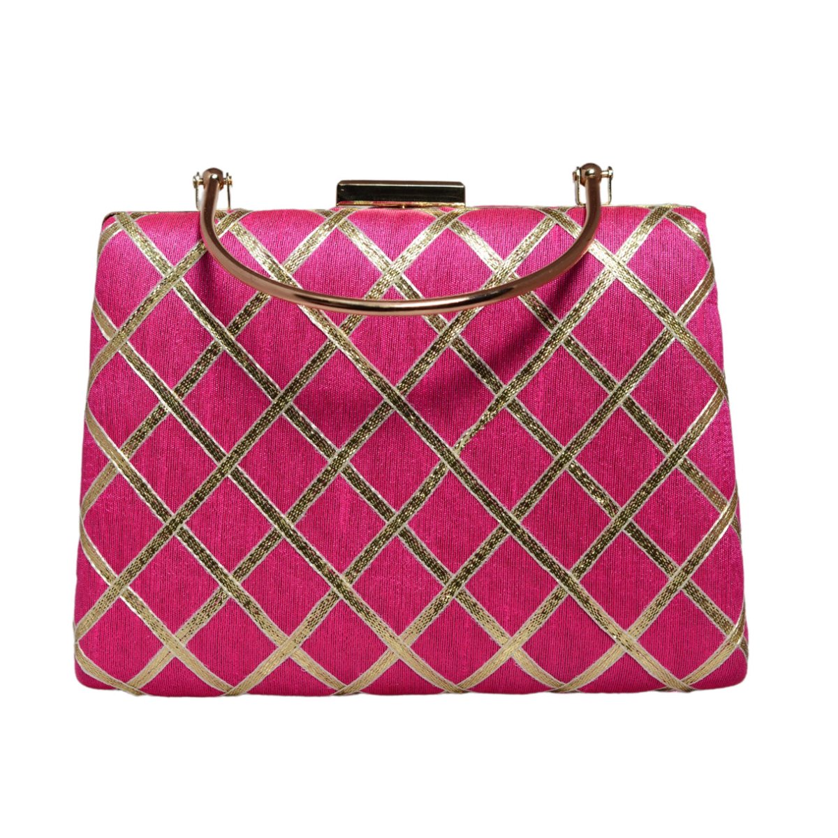 Magenta Pink Gota Patti Fabric Clutch
