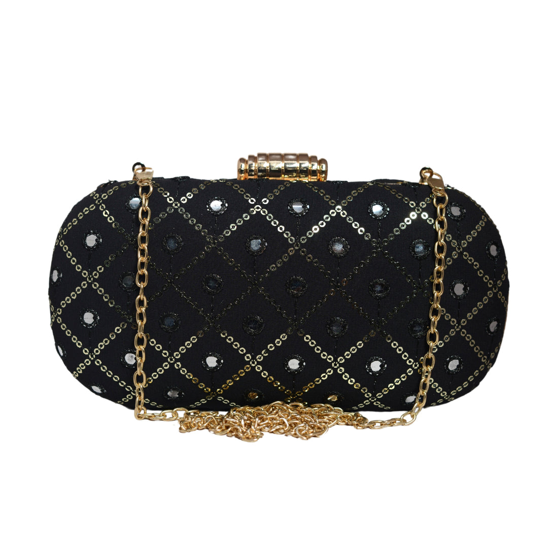 Black Sequins Checks Capsule Clutch