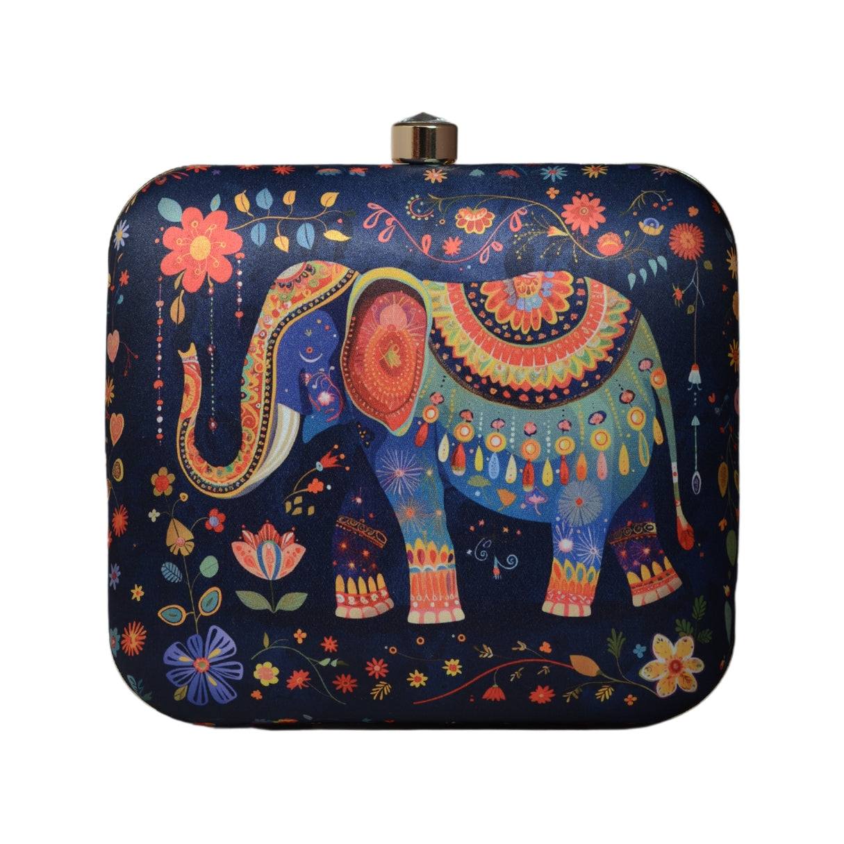 Multicolor Elephant Printed Clutch