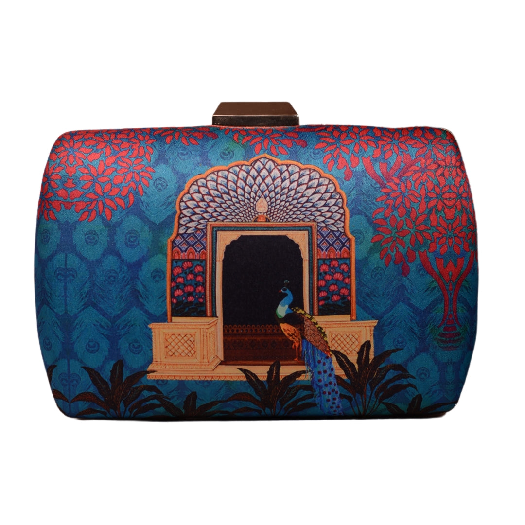 Artklim Peacock Printed Clutch