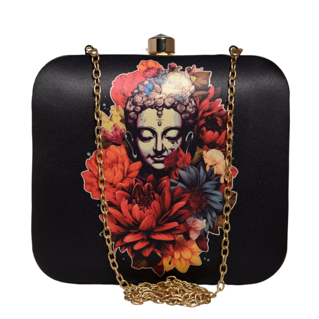 Floral Buddha Printed Clutch